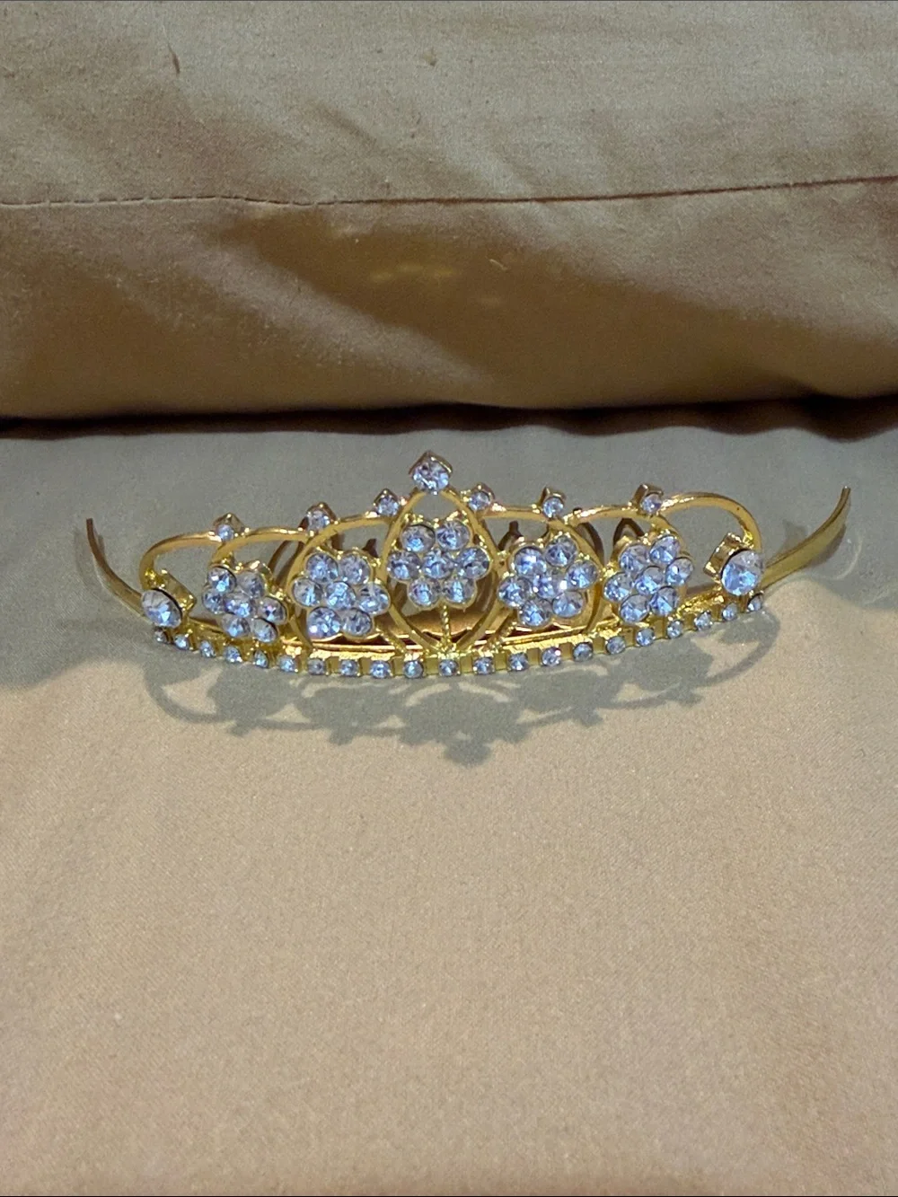 Gold Crystal Flower Tiara